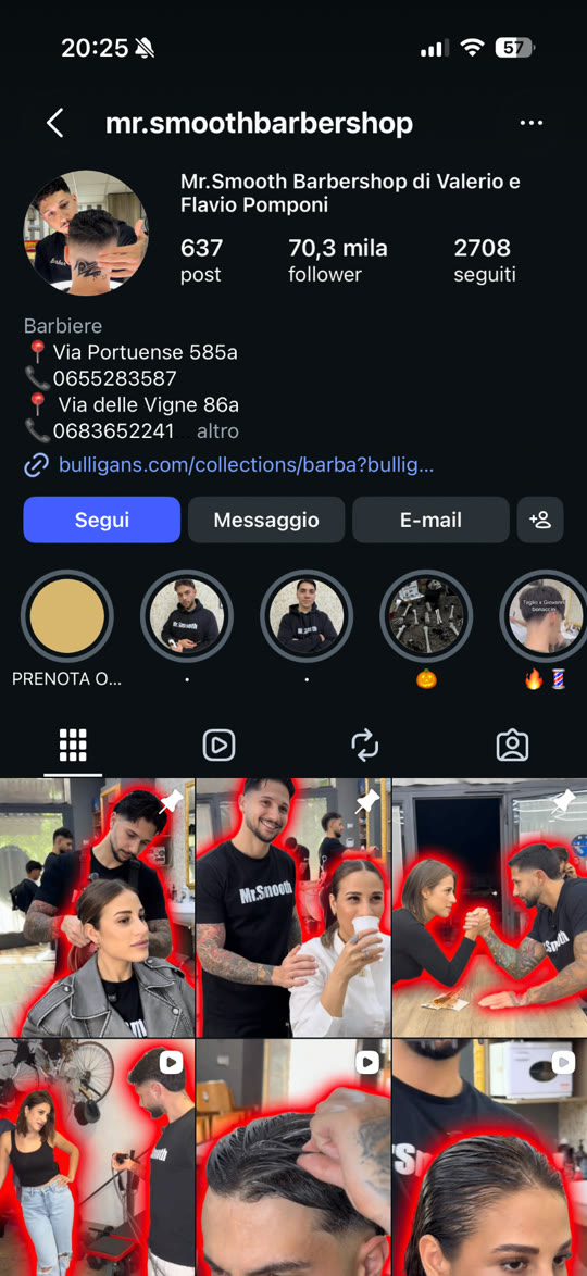 Screenshot del profilo Instagram cliente Mr. Smooth Barbershop